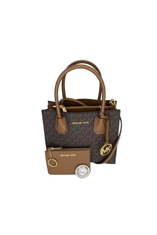 Michael Kors Michael Kors Mercer MD Messenger Bundle SM TZ Crochet porte-monnaie, Signature Vanille/Rose