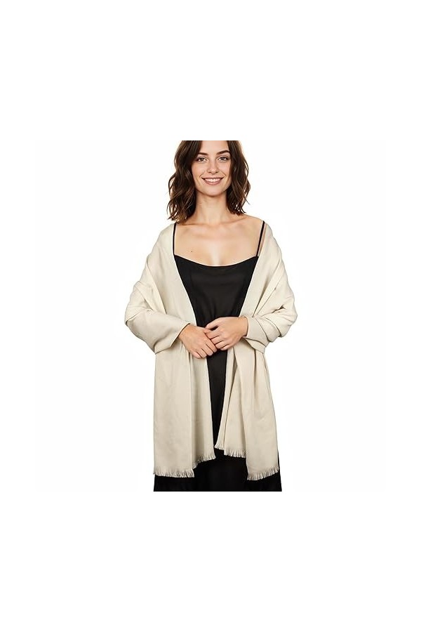 SWAT PANY Pashmina Châles et Châles pour Robes de Soirée Crème Châle de Mariage Écharpe Hiver Grand Châle Doux pour Femmes