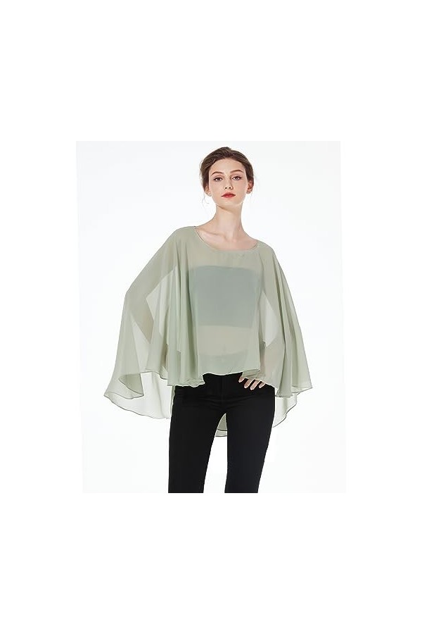 BEAUTELICATE Châle Étole En Mousseline de Soie Léger Cape Poncho Ample De Mariage D’été Soirée Femme Mariée Demoiselle dhonn
