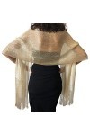 Central Chic Châle scintillant pour femme pour mariage, bal, soirée, fête - Or - Taille unique
