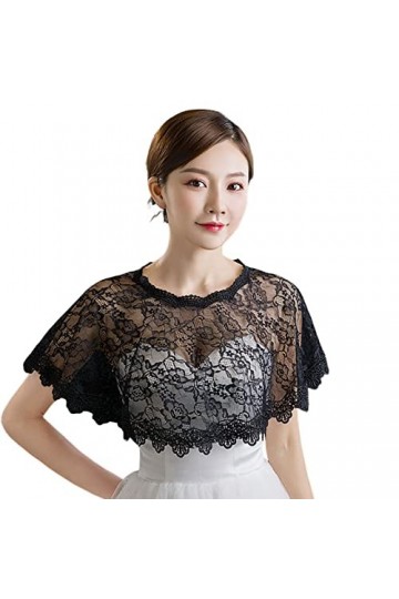 Châle en dentelle pour femme Noir