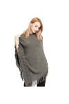 Proumhang Pull Poncho à Capuche pour Femme,Chandail à Capuchon en Tricot avec Pompon,Cape Poncho avec châle pour Femme,Châles