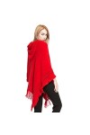 Proumhang Pull Poncho à Capuche pour Femme,Chandail à Capuchon en Tricot avec Pompon,Cape Poncho avec châle pour Femme,Châles