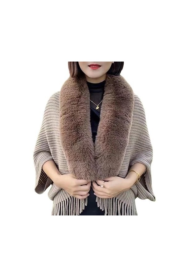 HoNung Châle Ample tricoté épais pour Femmes, châles et enveloppes en Fourrure Softies pour Robes de soirée, Cape châle en Fa