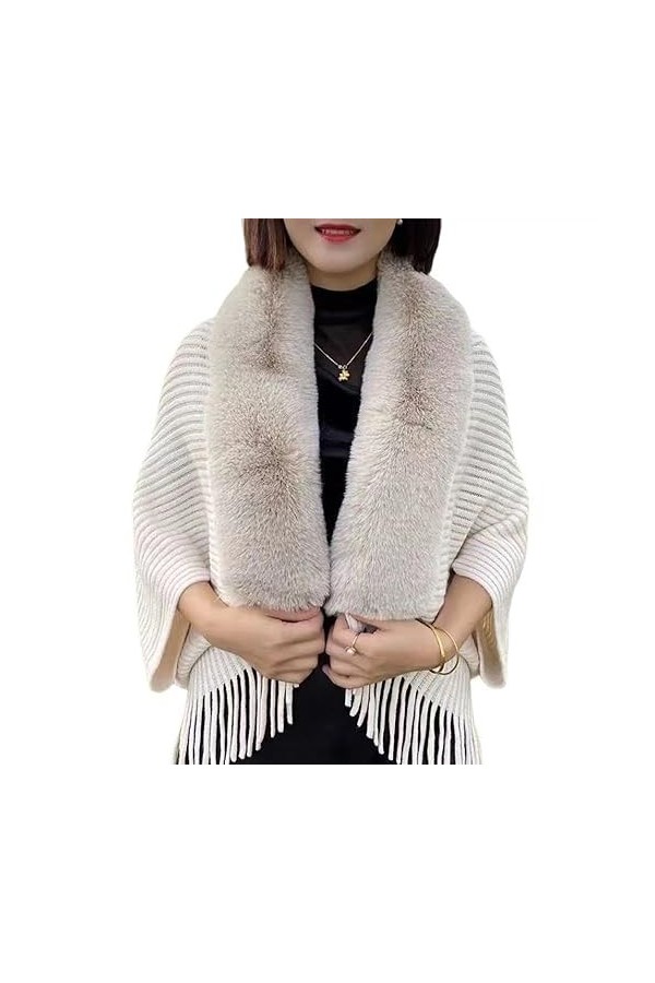 HoNung Châle Ample tricoté épais pour Femmes, châles et enveloppes en Fourrure Softies pour Robes de soirée, Cape châle en Fa