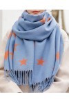 GFM® Châle très doux en texture cachemire pour lautomne et lhiver - Étoiles -Strshl-bechnlnrg-blue