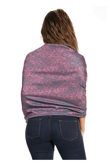 Sakkas 70" x Châle/cache-coeur auto-design Paisley de 28 po - Magenta