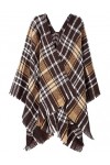 Vijamiy Poncho Femme Chale Hiver Chaud Tartan Style Frange Vintage Châle Wrap Cape Echarpes Grand Taille Ouverture Ponchos et