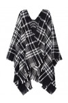 Vijamiy Poncho Femme Chale Hiver Chaud Tartan Style Frange Vintage Châle Wrap Cape Echarpes Grand Taille Ouverture Ponchos et