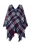 Vijamiy Poncho Femme Chale Hiver Chaud Tartan Style Frange Vintage Châle Wrap Cape Echarpes Grand Taille Ouverture Ponchos et