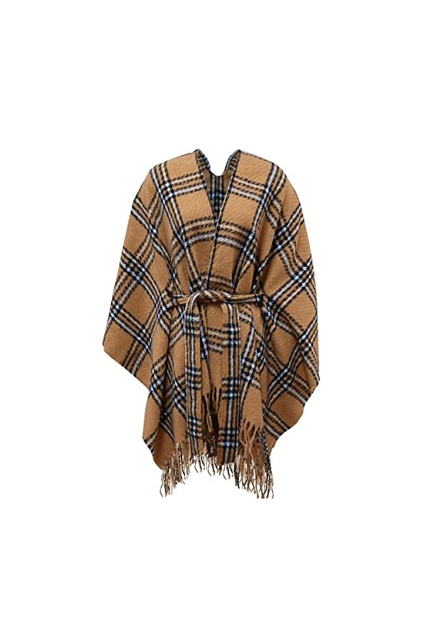 Rayson Poncho Châle Elégant Ouvert Femme Chaud Épaissie Hiver Grand Taille Poncho Cape Tartan Style Manteau Automne Hiver Cha
