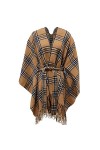 Rayson Poncho Châle Elégant Ouvert Femme Chaud Épaissie Hiver Grand Taille Poncho Cape Tartan Style Manteau Automne Hiver Cha