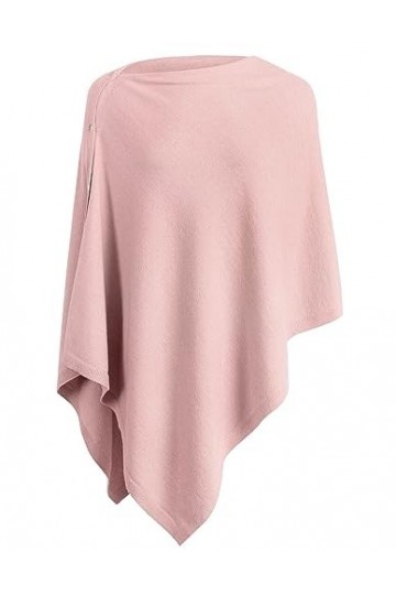 PULI Femme Bouton tricoté Poncho Couverture Châle Cape Cardigan Wrap Écharpe Taille Unique