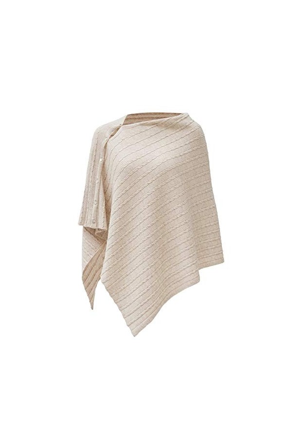 PULI Femme Bouton tricoté Poncho Couverture Châle Cape Cardigan Wrap Écharpe Taille Unique