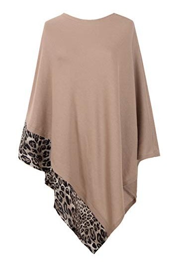 DiaryLook Poncho Écharpe, Foulard châle pour Femme Taille unique 5 Kaki/Léopard