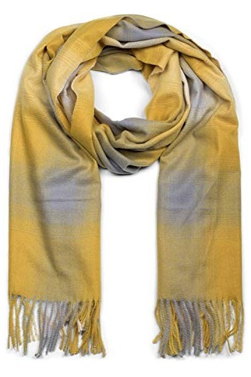 styleBREAKER Châle avec un motif à carreaux et franges, écharpe dhiver, étole, foulard, unisexe 01017098, couleur:Curry-Gris