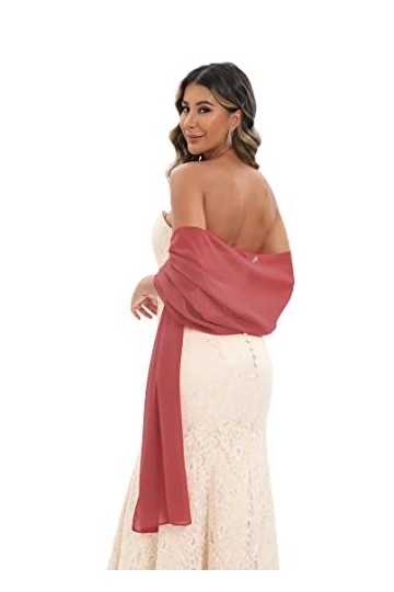 keivvsh Écharpe longue en mousseline de soie pour demoiselle dhonneur, rouge vin, taille unique