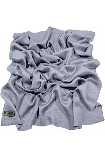 CJ Apparel Châle à franges du Népal Couleur unie, gris, taille unique