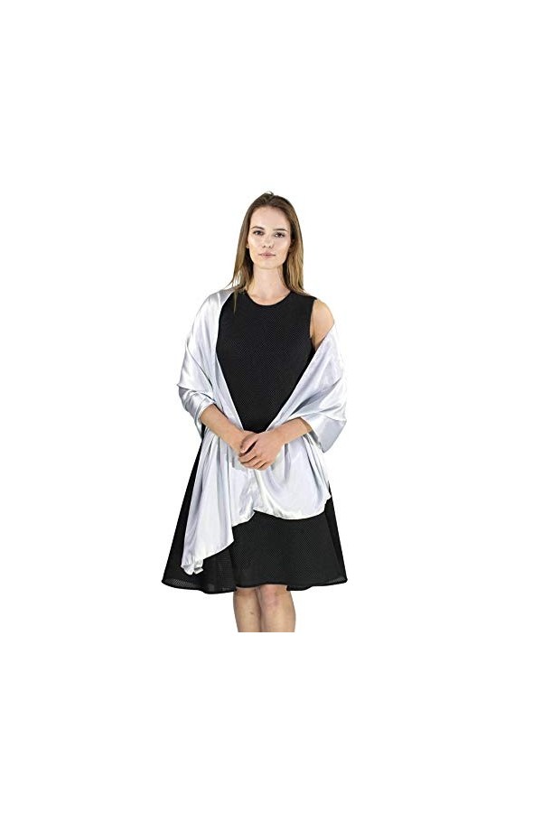Basic Sense Luxueux châle de qualité supérieure super doux classique uni en satin de soie - Accessoires de fête de mariage, g