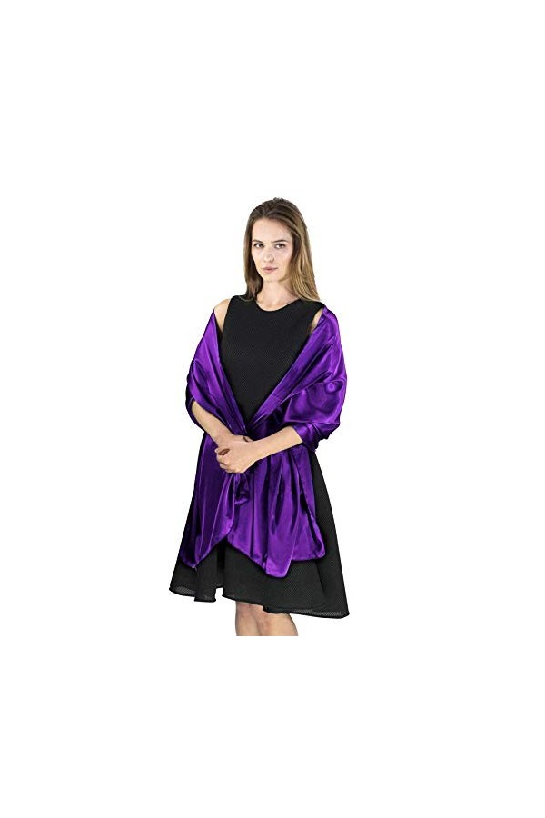 Basic Sense Luxueux châle de qualité supérieure super doux classique uni en satin de soie - Accessoires de fête de mariage, g