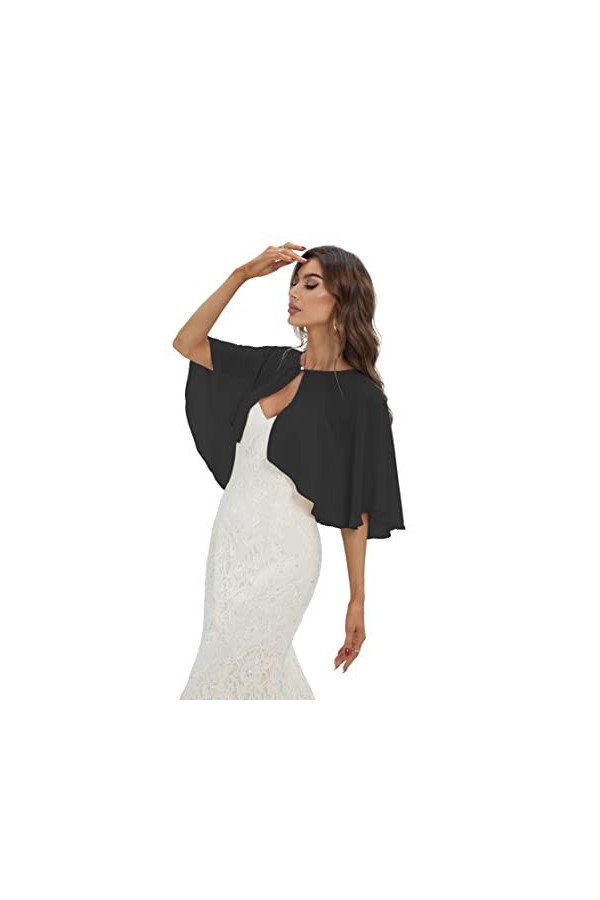 keivvsh Capelettes en mousseline de soie pour femme, blanc, taille unique