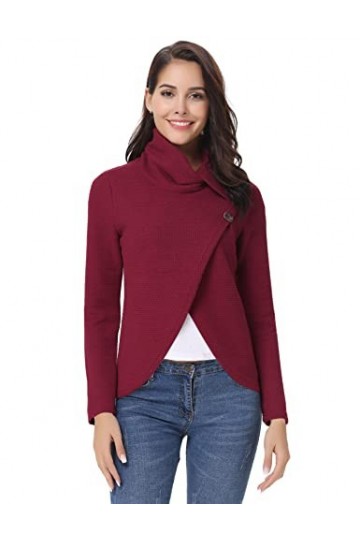 Gyabnw Pull Femme Col Roulé Hiver Élégant Châle Femme Chaud Poncho Pull Écharpe Châle Hiver Automne Pullover Femme Doux Confo