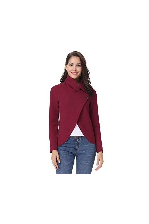 Gyabnw Pull Femme Col Roulé Hiver Élégant Châle Femme Chaud Poncho Pull Écharpe Châle Hiver Automne Pullover Femme Doux Confo