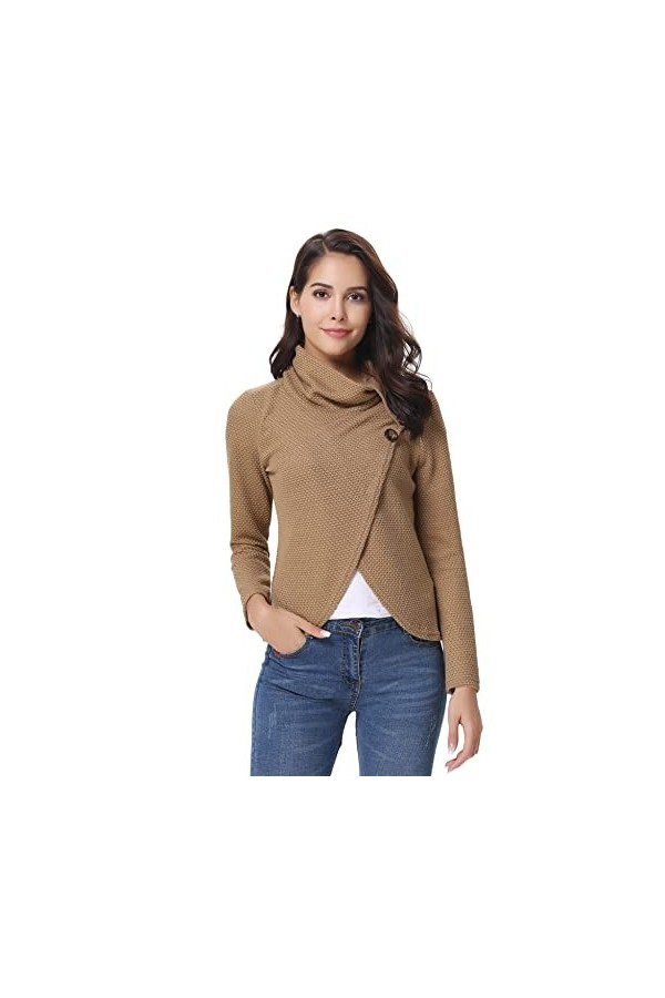 Gyabnw Pull Femme Col Roulé Hiver Élégant Châle Femme Chaud Poncho Pull Écharpe Châle Hiver Automne Pullover Femme Doux Confo