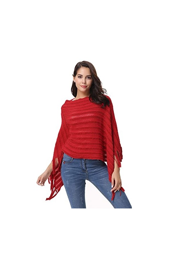 Gyabnw Pull Femme Col Roulé Hiver Élégant Châle Femme Chaud Poncho Pull Écharpe Châle Hiver Automne Pullover Femme Doux Confo