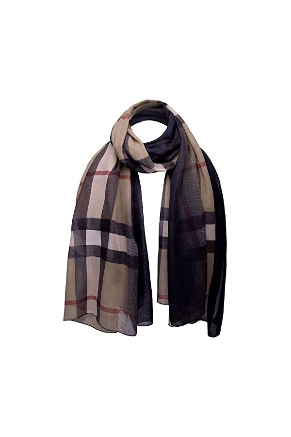 Basic Sense Écharpe de luxe traditionnelle pour femme - Motif tartan géant à carreaux, fuchsia, taille unique