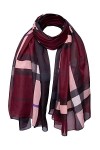 Basic Sense Écharpe de luxe traditionnelle pour femme - Motif tartan géant à carreaux, fuchsia, taille unique