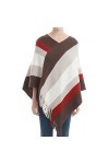 CARCOS Femmes Poncho Chic Châle Rayée et Côtés à Franges Cape Douce Tricot Laine Filature Pashmina Multi-Voies Automne Hiver