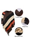 CARCOS Femmes Poncho Chic Châle Rayée et Côtés à Franges Cape Douce Tricot Laine Filature Pashmina Multi-Voies Automne Hiver