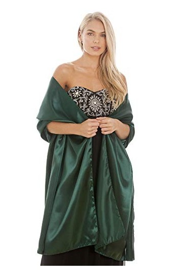 Étole en satin, pour mariage, châle, pashmina, écharpe pour demoiselles dhonneur Vert S-M