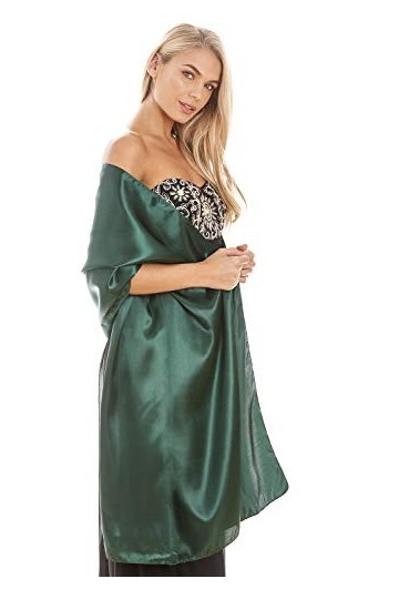 Étole en satin, pour mariage, châle, pashmina, écharpe pour demoiselles dhonneur Vert S-M