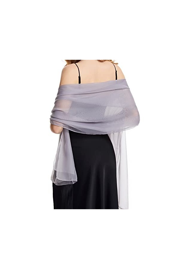 Femme Étole Châle en Mousseline de Soie pour Mariage Soirée Wrap Foulard Pashmina Extra Long de 190 * 135 cm
