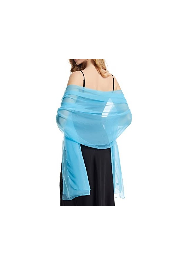 Femme Étole Châle en Mousseline de Soie pour Mariage Soirée Wrap Foulard Pashmina Extra Long de 190 * 135 cm