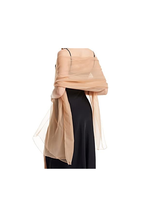 Femme Étole Châle en Mousseline de Soie pour Mariage Soirée Wrap Foulard Pashmina Extra Long de 190 * 135 cm