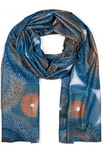 styleBREAKER Foulard femme avec motif graphique ethnique et détails métalliques, chaude étole dhiver multicolore 01017151, c