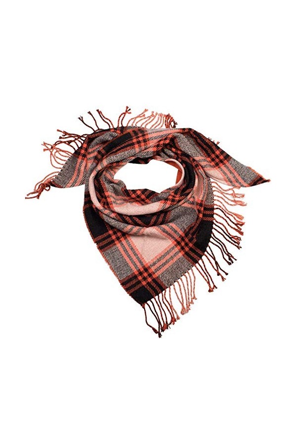 styleBREAKER foulard XXL pour femmes en maille de forme triangulaire avec motif Prince-de-Galles et franges, écharpe dhiver,