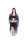 TOEECY Kimono Plage Femme Été Cache-Maillots et Sarongs Imprimé Mousseline Lâche Paréo Cardigan Élégant Etole Chale Écharpe p