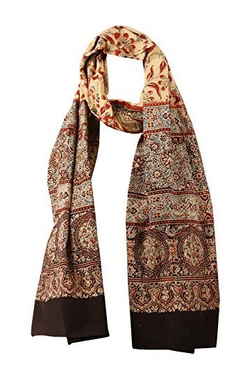 Touchstone Indian Heritage Fabric Ajrakh Stole Scarf for Women. Pack of 1 . Red & Beige