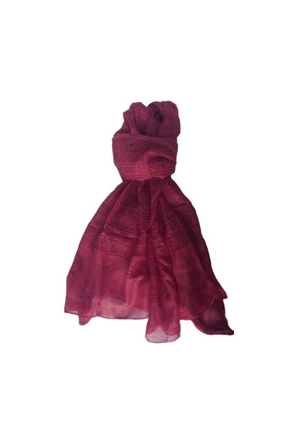 Yak & Yeti Om Mantra Écharpe en coton léger imprimée à la main en Inde - Rouge - taille unique