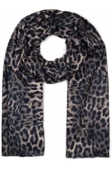 styleBREAKER Foulard femme avec imprimé animalier léopard et détails métalliques, chaude étole dhiver multicolore 01017152, 
