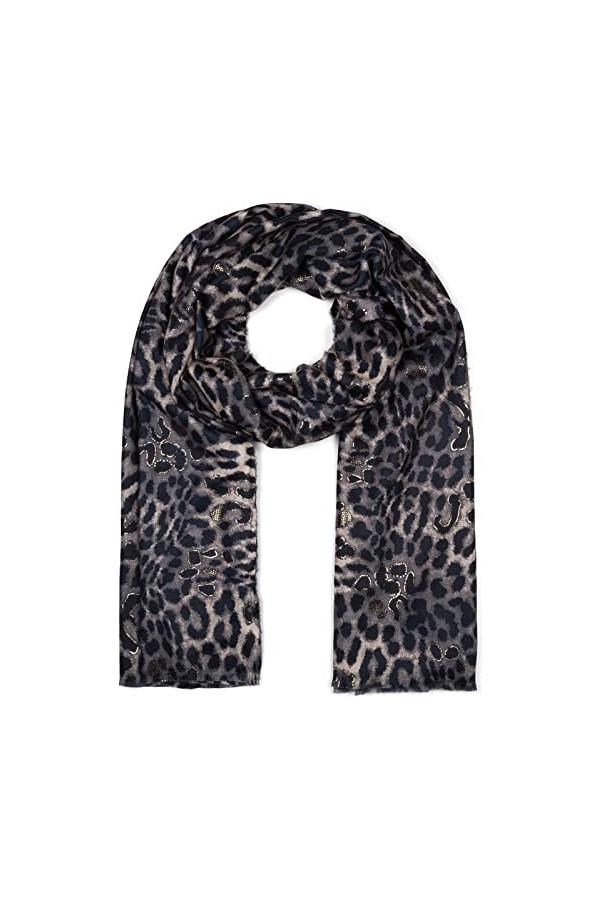 styleBREAKER Foulard femme avec imprimé animalier léopard et détails métalliques, chaude étole dhiver multicolore 01017152, 