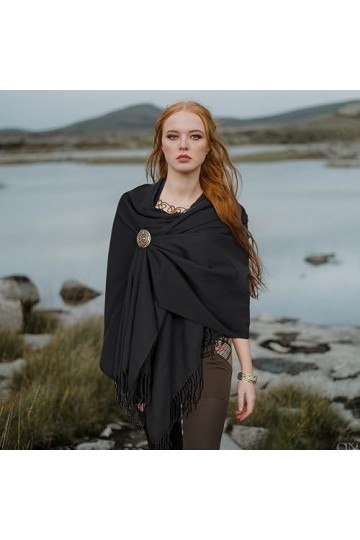 keland Femme Etole Châle Pashmina Foulard en Cachemire pour le Soir Echarpe Surdimensionnée pour lhiver Noir 
