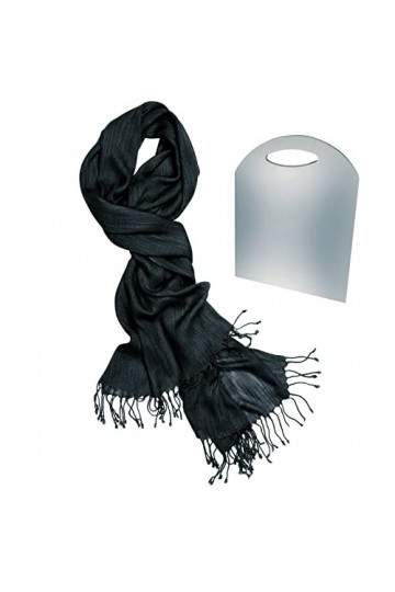 BEAT Châle Viscose Simile Lin Style Pashmina Design Collection 70 x 180 cm +FR cm Gris Foncé