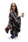 Niwicee Echarpe Femme Poncho Femme Foulard Hiver Chaud Châles Grandes Taille Tartan Echarpe Couverture Poncho Châle Mode Châl