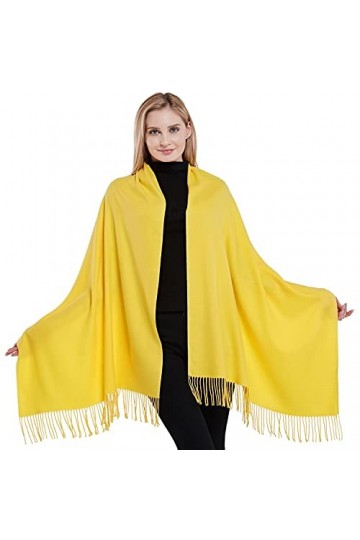 CJ Apparel Jaune Épaisse Solide Couleur Unie Conception Népalaise Châle écharpe étole Wrap Châles Pashminas Nouvelle
