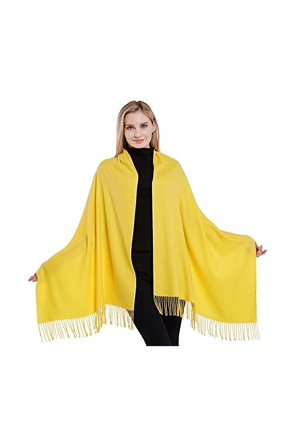 CJ Apparel Jaune Épaisse Solide Couleur Unie Conception Népalaise Châle écharpe étole Wrap Châles Pashminas Nouvelle
